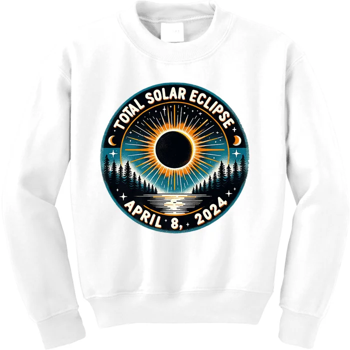 Solar Eclipse Astronomy Vintage 2024 Solar Eclipse Kids Sweatshirt