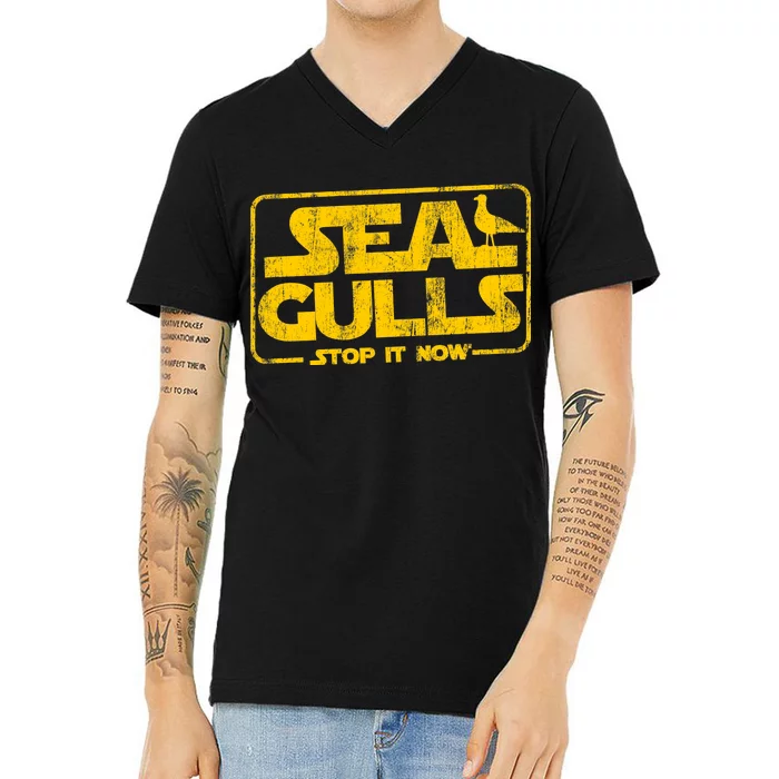 Seagulls Stop it Now V-Neck T-Shirt