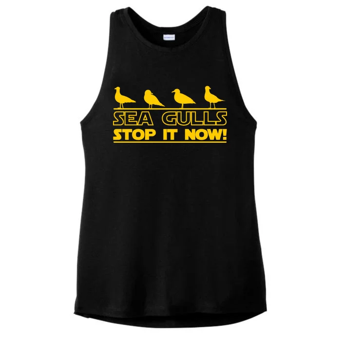 Seagulls Stop it Now Funny Meme Ladies Tri-Blend Wicking Tank