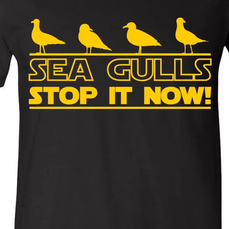 Seagulls Stop it Now Funny Meme V-Neck T-Shirt