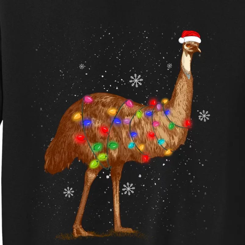 Santa Emu Bird With Christmas Lights Funny Xmas Celebration Sweatshirt