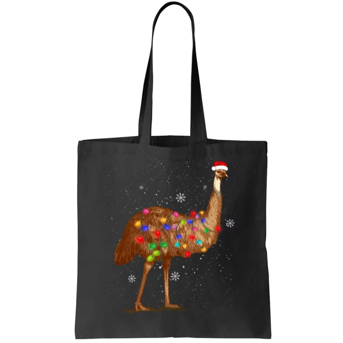 Santa Emu Bird With Christmas Lights Funny Xmas Celebration Tote Bag