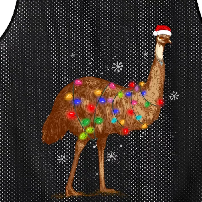 Santa Emu Bird With Christmas Lights Funny Xmas Celebration Mesh Reversible Basketball Jersey Tank