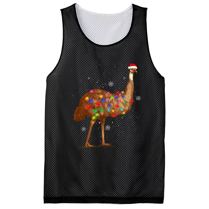 Santa Emu Bird With Christmas Lights Funny Xmas Celebration Mesh Reversible Basketball Jersey Tank