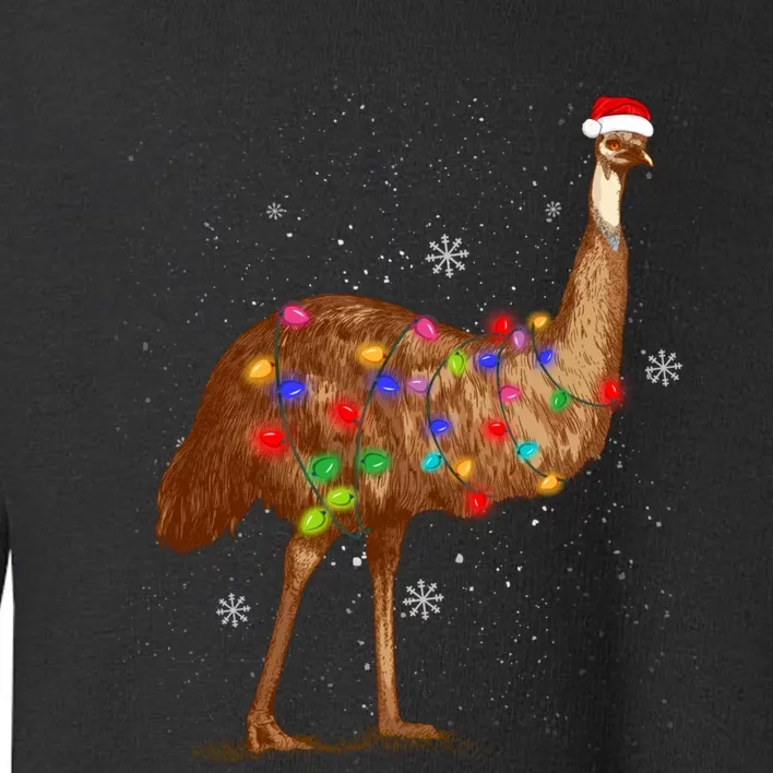 Santa Emu Bird With Christmas Lights Funny Xmas Celebration Toddler Sweatshirt