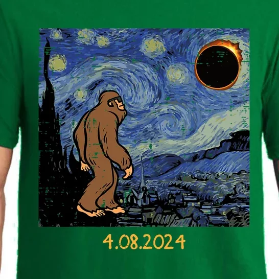 Solar Eclipse Bigfoot Starry Night Sasquatch Pajama Set