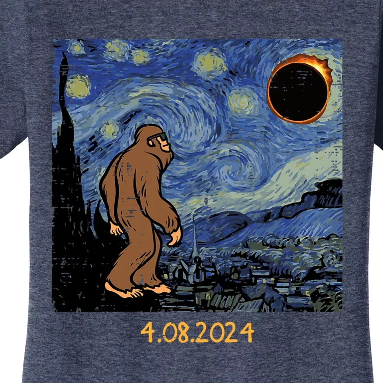 Solar Eclipse Bigfoot Starry Night Sasquatch Women's T-Shirt