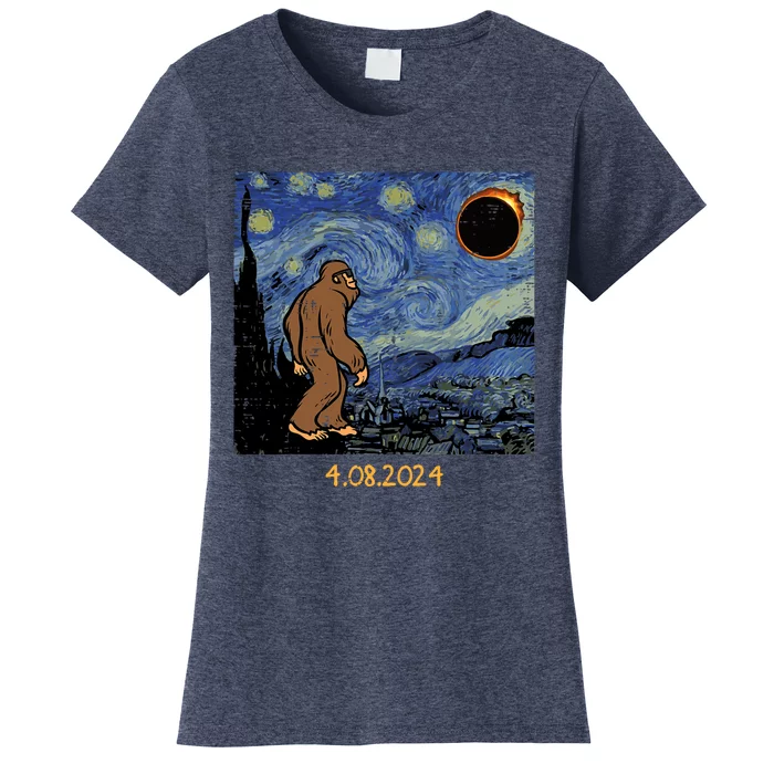 Solar Eclipse Bigfoot Starry Night Sasquatch Women's T-Shirt