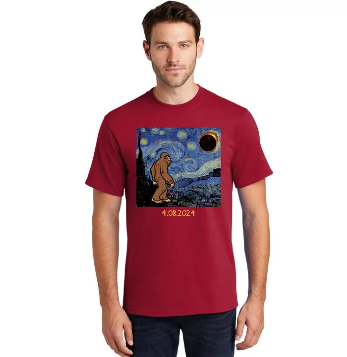 Solar Eclipse Bigfoot Starry Night Sasquatch Tall T-Shirt