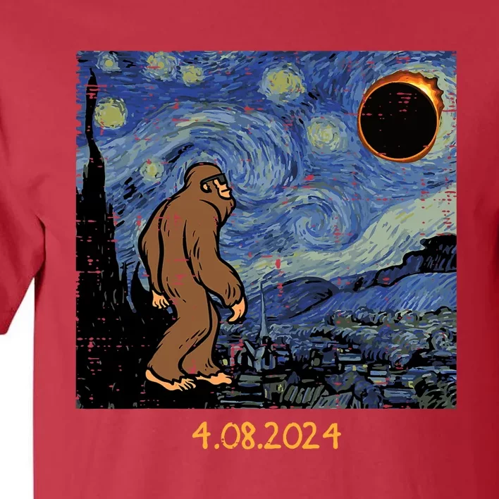 Solar Eclipse Bigfoot Starry Night Sasquatch Tall T-Shirt