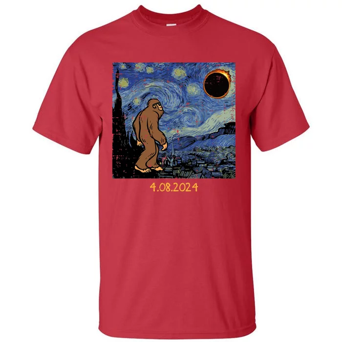 Solar Eclipse Bigfoot Starry Night Sasquatch Tall T-Shirt