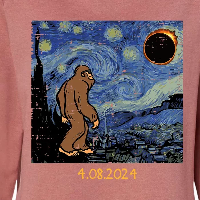 Solar Eclipse Bigfoot Starry Night Sasquatch Womens California Wash Sweatshirt