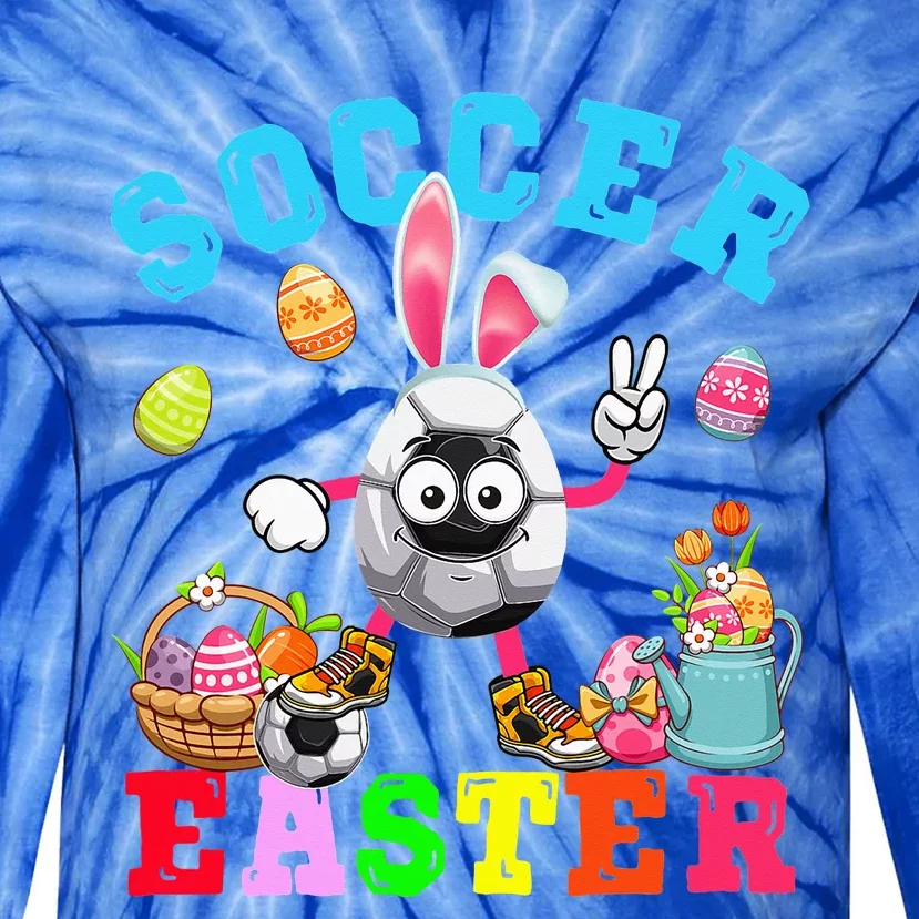 Soccer Easter Bunny Eggs Playing Soccer Costume Player Tie-Dye Long Sleeve Shirt