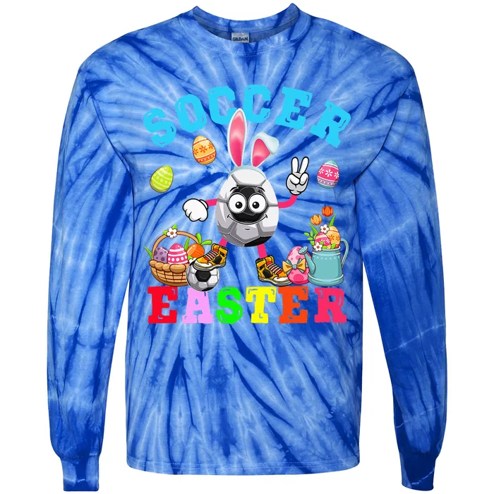 Soccer Easter Bunny Eggs Playing Soccer Costume Player Tie-Dye Long Sleeve Shirt