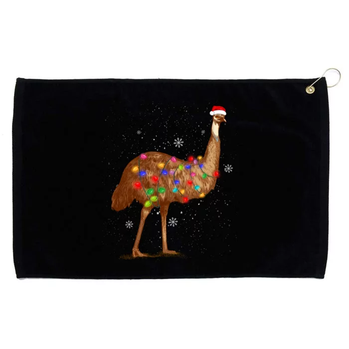 Santa Emu Bird With Christmas Lights Funny Xmas Celebration Grommeted Golf Towel