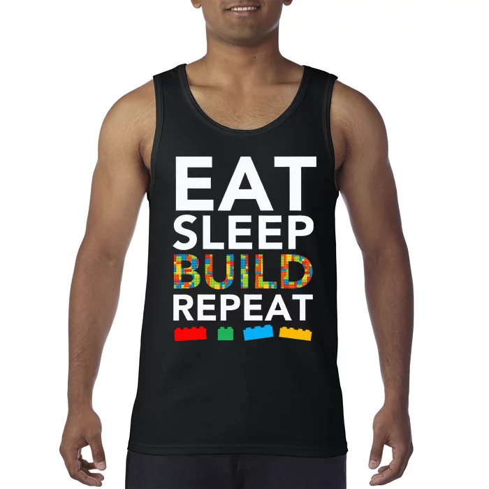 Sleep Eat Build Repeat Building Blocks Bricks Master Builder Tank Top