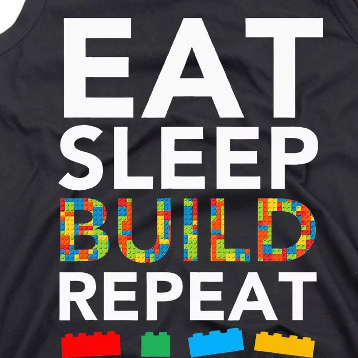 Sleep Eat Build Repeat Building Blocks Bricks Master Builder Tank Top