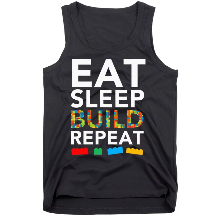 Sleep Eat Build Repeat Building Blocks Bricks Master Builder Tank Top