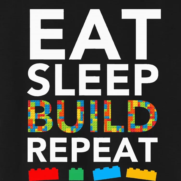 Sleep Eat Build Repeat Building Blocks Bricks Master Builder Women's Crop Top Tee