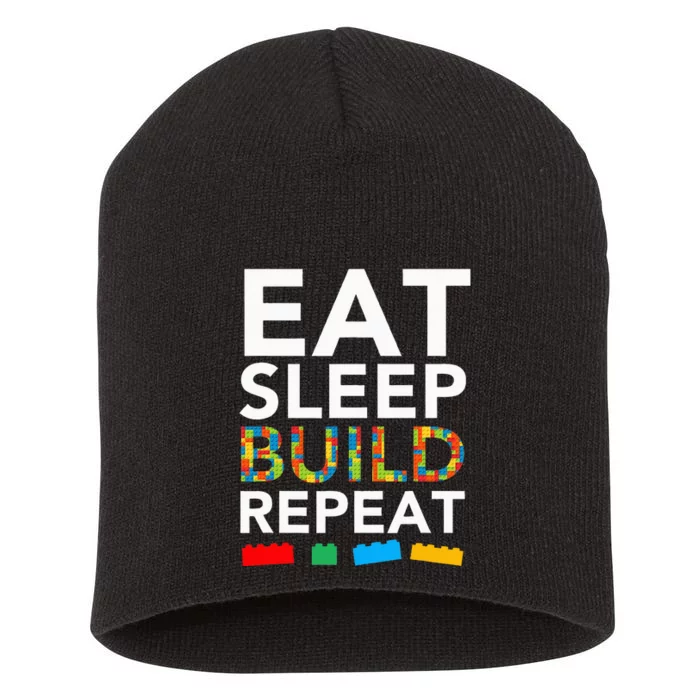 Sleep Eat Build Repeat Building Blocks Bricks Master Builder Short Acrylic Beanie