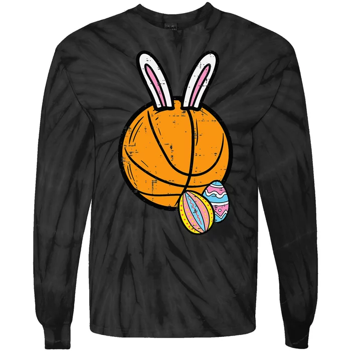 Sports Easter Baskets Basketball Bunny Rabbit Bball Coach Tie-Dye Long Sleeve Shirt