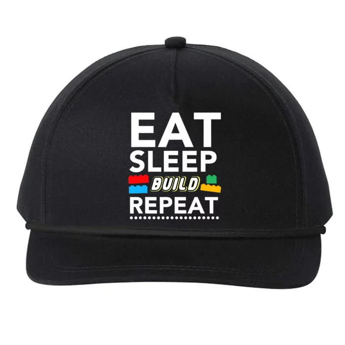 Sleep Eat Build Repeat Building Blocks Bricks Master Builder Snapback Five-Panel Rope Hat