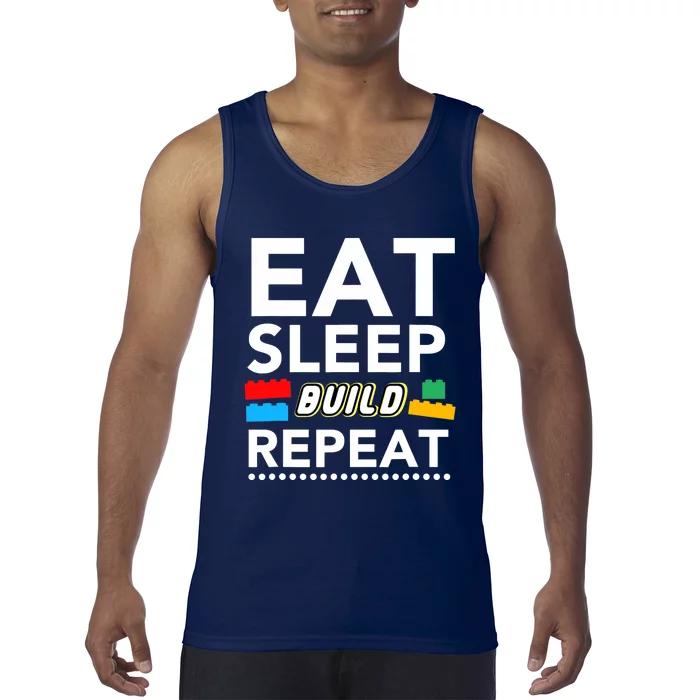 Sleep Eat Build Repeat Building Blocks Bricks Master Builder Tank Top