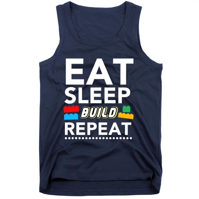 Sleep Eat Build Repeat Building Blocks Bricks Master Builder Tank Top