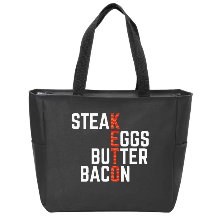 Steak Eggs Butter Bacon Keto Diet Ketogenic Zip Tote Bag