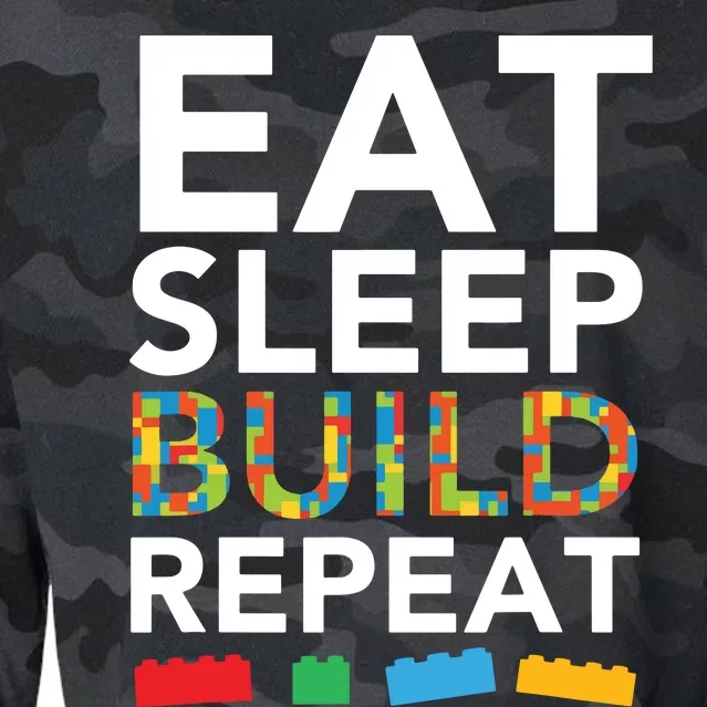 Sleep Eat Build Repeat Building Blocks Bricks Master Builder Cropped Pullover Crew