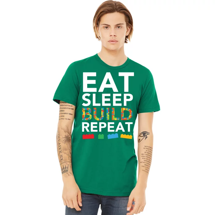 Sleep Eat Build Repeat Building Blocks Bricks Master Builder Premium T-Shirt