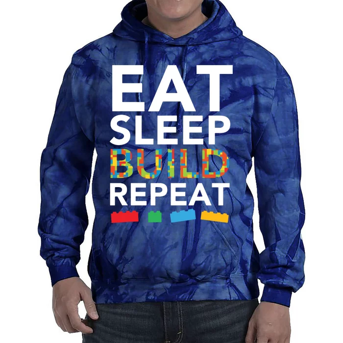 Sleep Eat Build Repeat Building Blocks Bricks Master Builder Tie Dye Hoodie