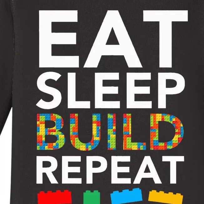 Sleep Eat Build Repeat Building Blocks Bricks Master Builder Baby Long Sleeve Bodysuit