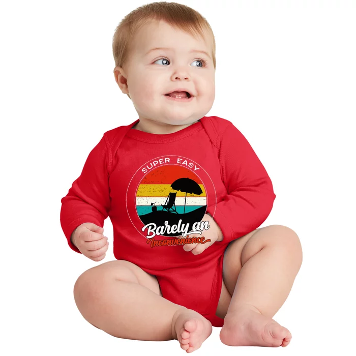 Super Easy Barely An Inconvenience Retro Vintage Baby Long Sleeve Bodysuit