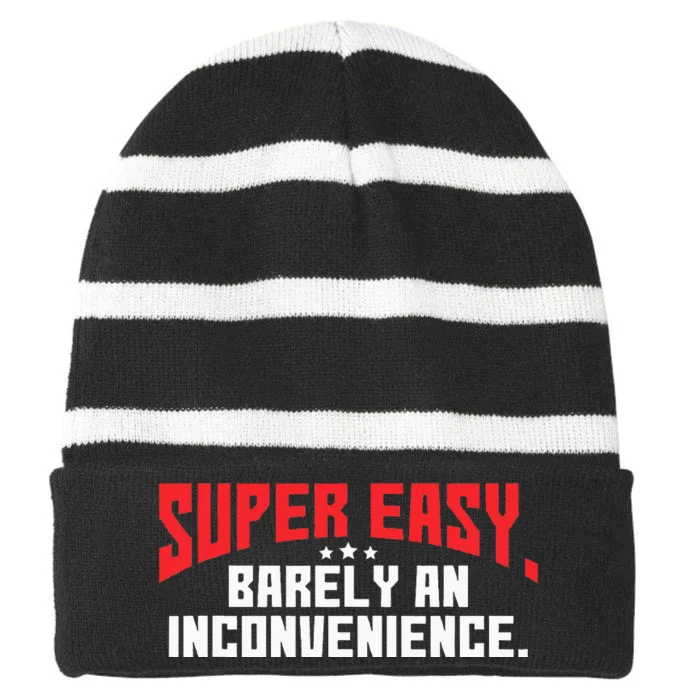 Super Easy Barely An Inconvenience Rant Striped Beanie with Solid Band