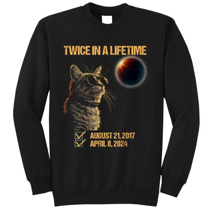 Solar Eclipse Cat Twice In Lifetime 2024 Solar Eclipse Sweatshirt