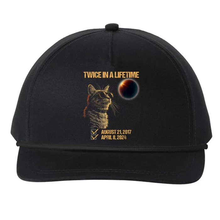 Solar Eclipse Cat Twice In Lifetime 2024 Solar Eclipse Snapback Five-Panel Rope Hat