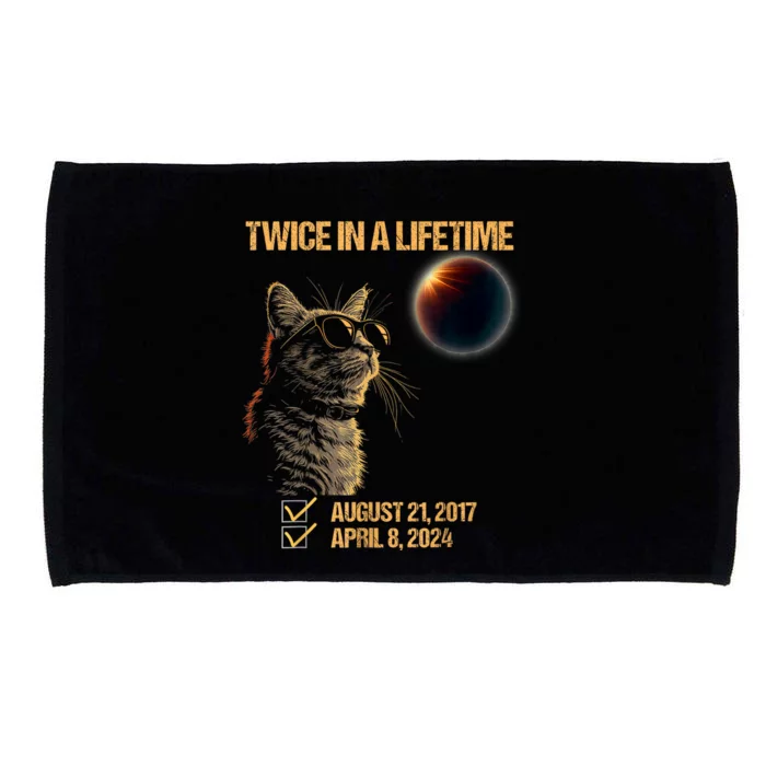 Solar Eclipse Cat Twice In Lifetime 2024 Solar Eclipse Microfiber Hand Towel