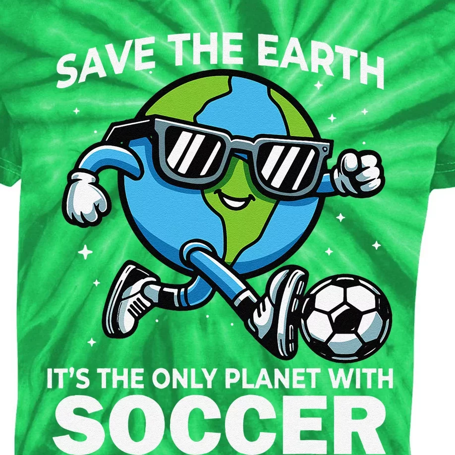 Save Earth Conservation Soccer Player Funny Earth Day Kids Tie-Dye T-Shirt