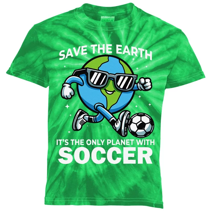 Save Earth Conservation Soccer Player Funny Earth Day Kids Tie-Dye T-Shirt