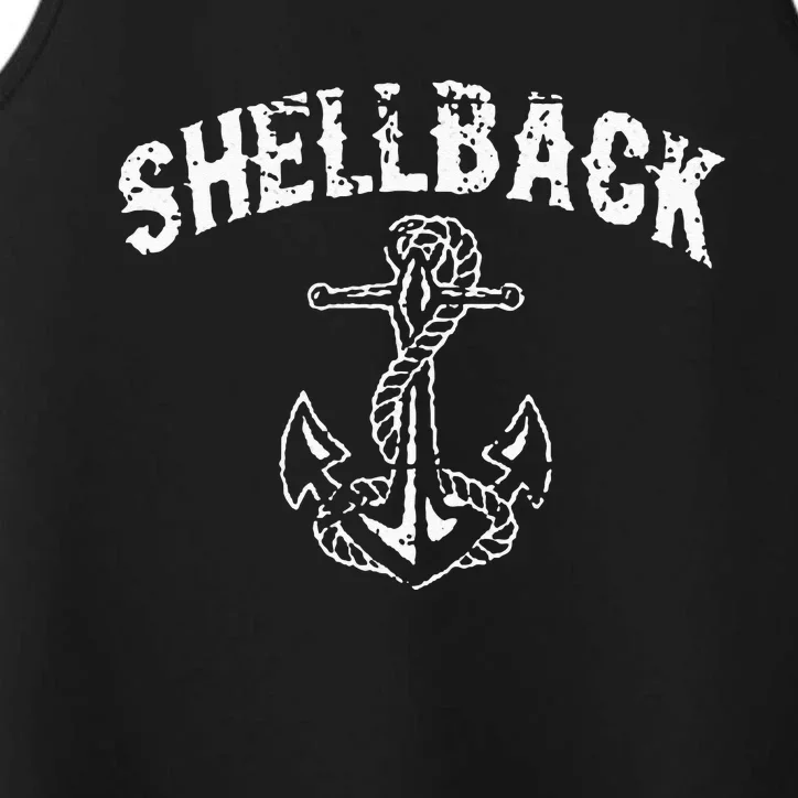 Shellback Equator Crossing Pirate Skull Distressed Design Performance Tank