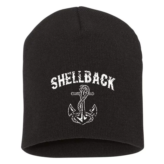 Shellback Equator Crossing Pirate Skull Distressed Design Short Acrylic Beanie