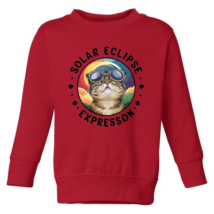 Solar Eclipse Cat Spectacle Toddler Sweatshirt