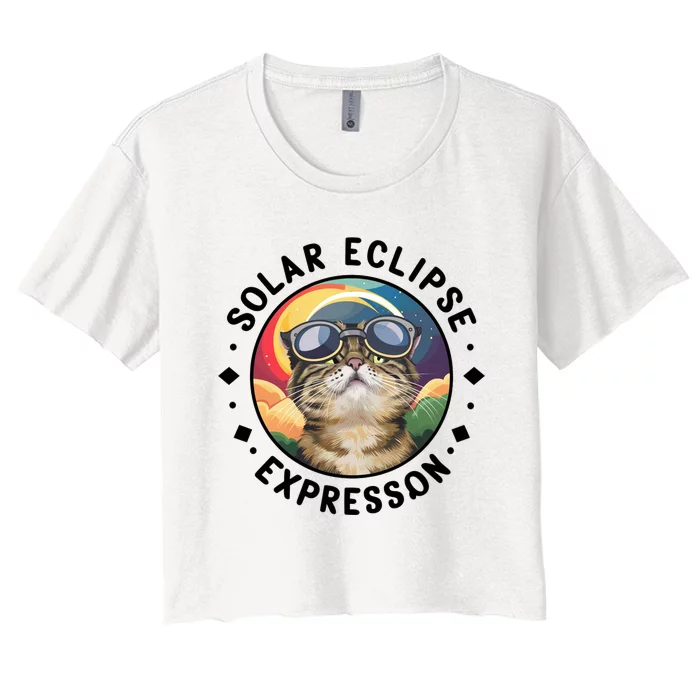 Solar Eclipse Cat Spectacle Women's Crop Top Tee