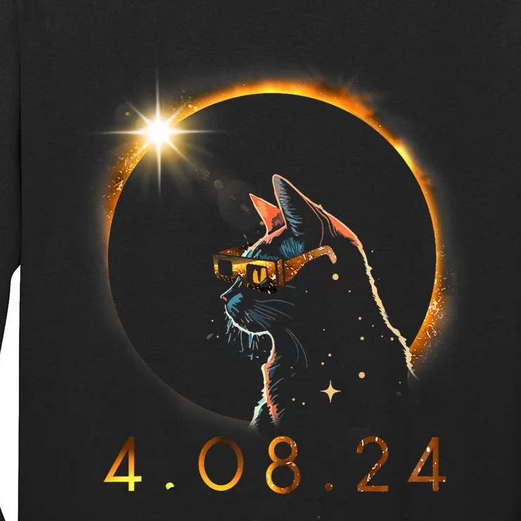 Solar Eclipse Cat Wearing Solar Eclipse Glasses Tall Long Sleeve T-Shirt