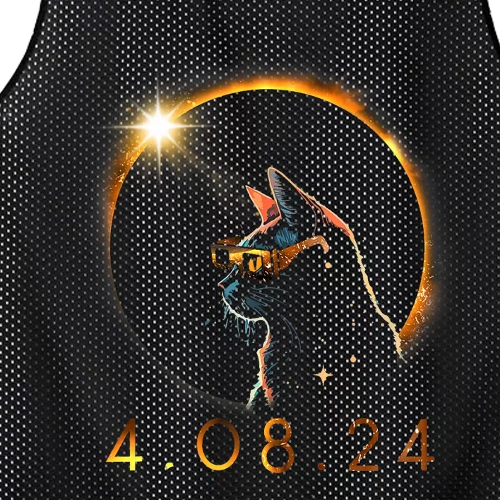 Solar Eclipse Cat Wearing Solar Eclipse Glasses Mesh Reversible Basketball Jersey Tank