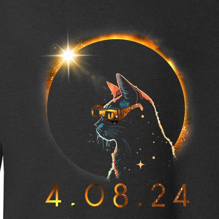 Solar Eclipse Cat Wearing Solar Eclipse Glasses Toddler Sweatshirt