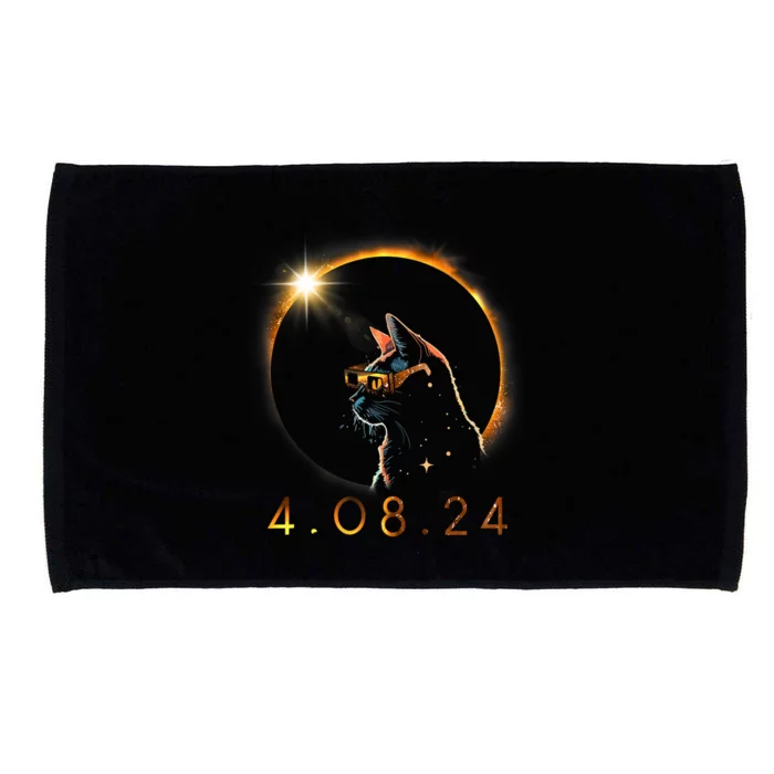 Solar Eclipse Cat Wearing Solar Eclipse Glasses Microfiber Hand Towel