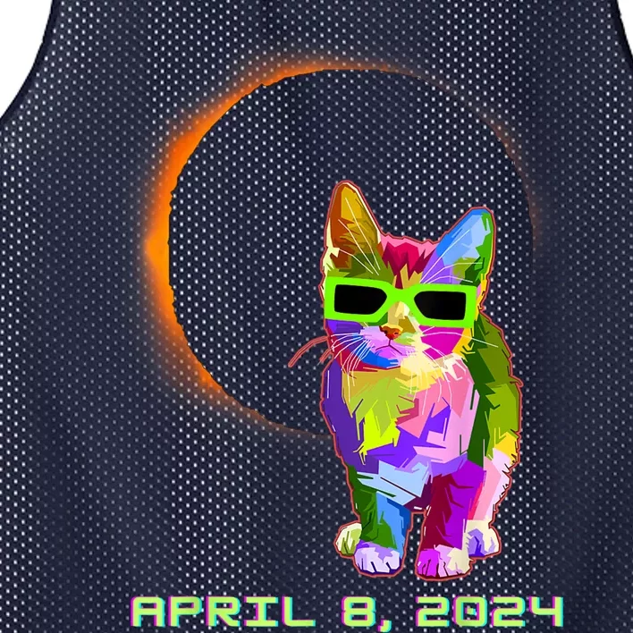 Solar Eclipse Cat Wearing Solar Eclipse Glasses Mesh Reversible Basketball Jersey Tank