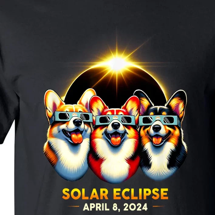 Solar Eclipse Corgi Wearing Glasses April 8 2024 Totality Tall T-Shirt